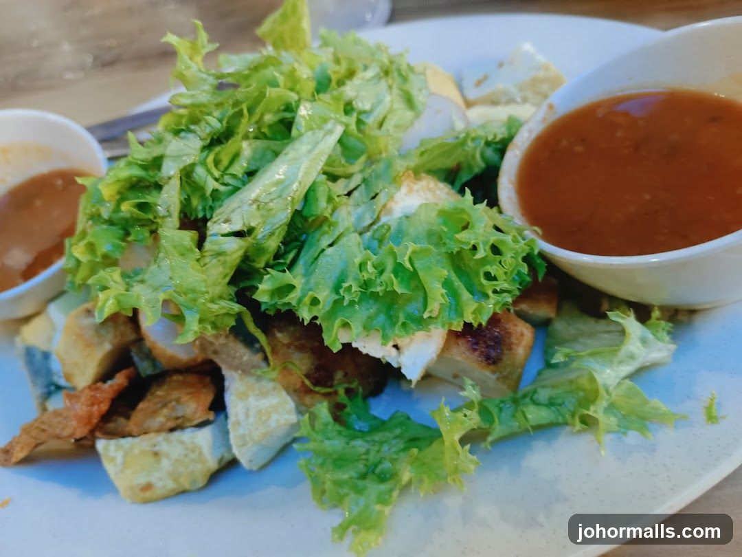 Food Plate with Salad and Sauce