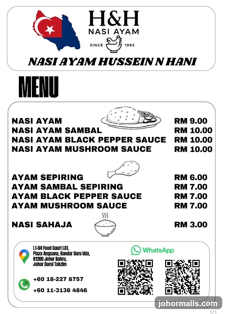 H&H Nasi Ayam Menu