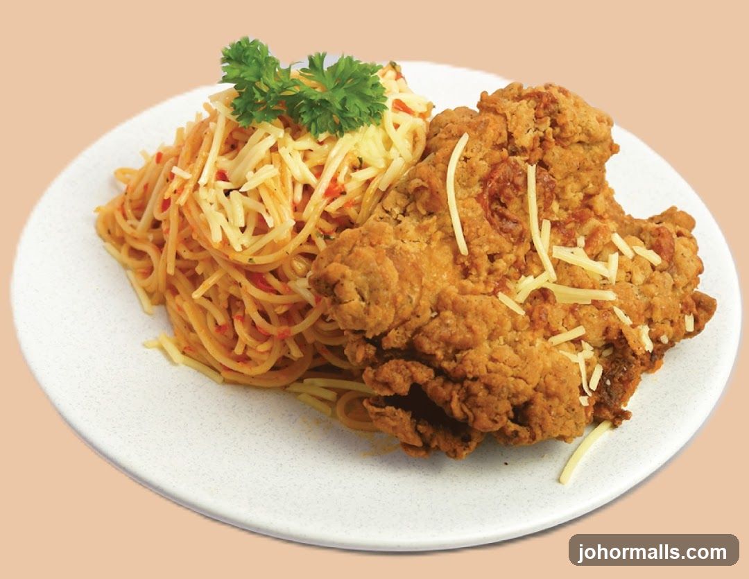 Spaghetti and Fried Chicken Plate