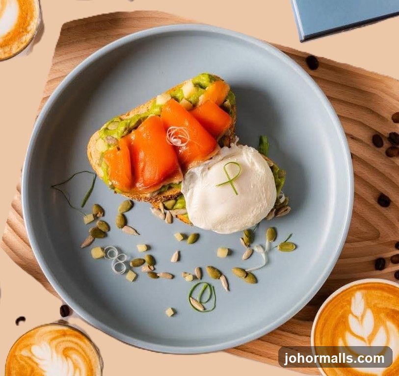 Food Plate with Avocado Toast and Poached Egg