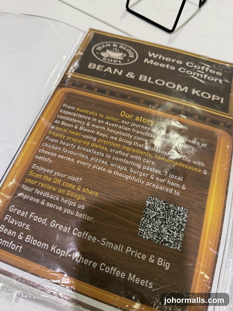 Bean & Bloom Kopi Information Card