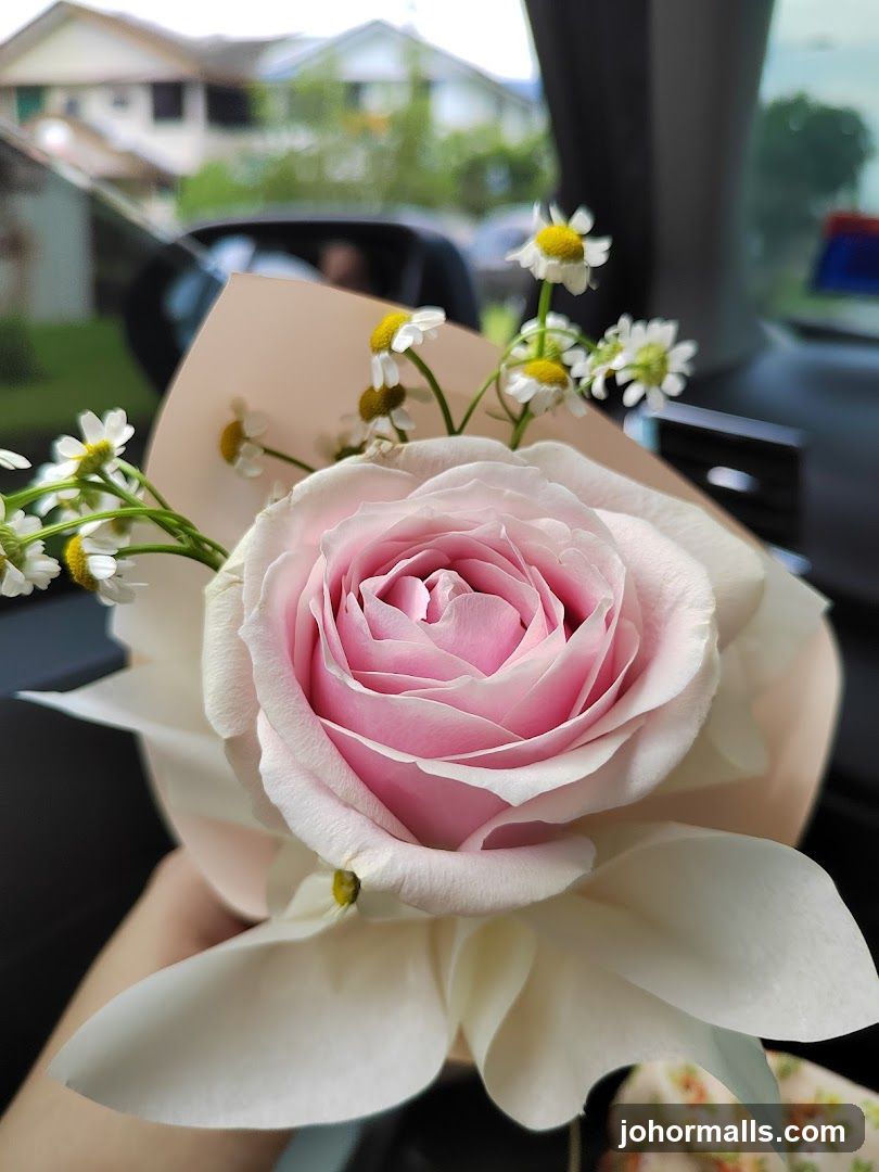 Flower Bouquet in Car Interior