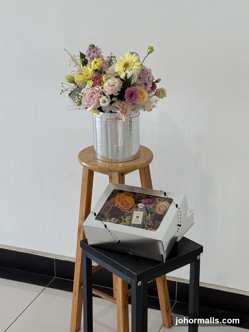 Floral Arrangement and Gift Box Display