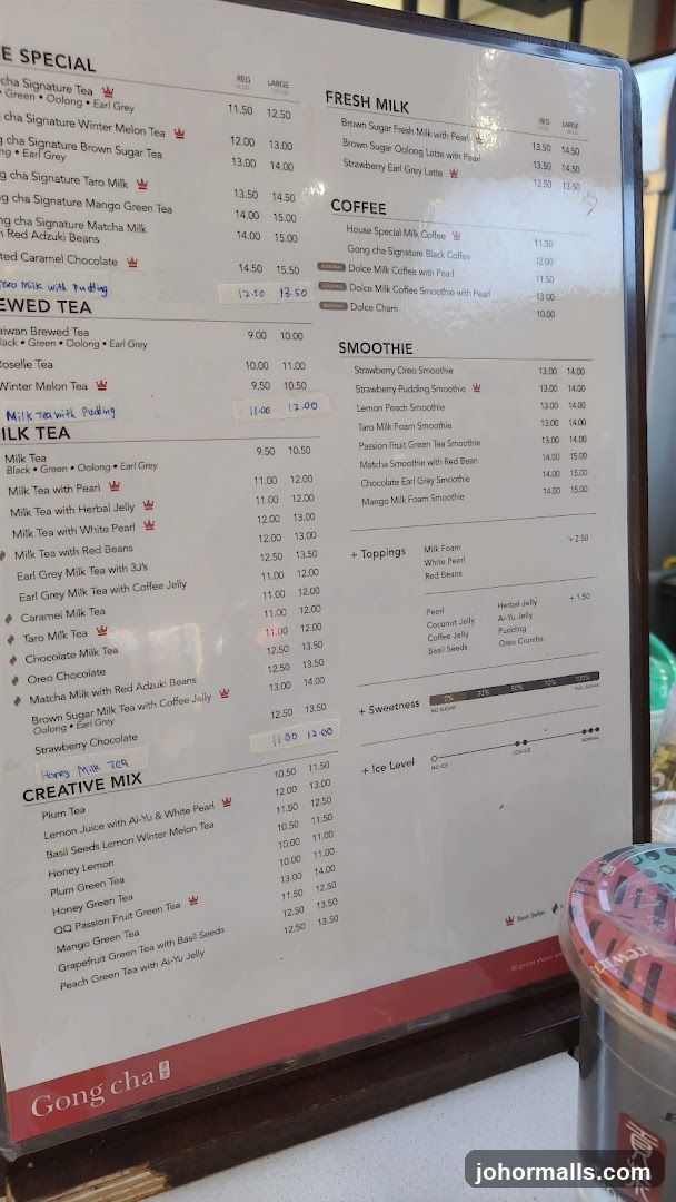 Gong cha Menu