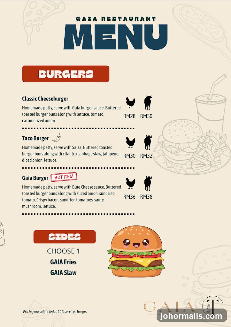 Gaia Restaurant Menu