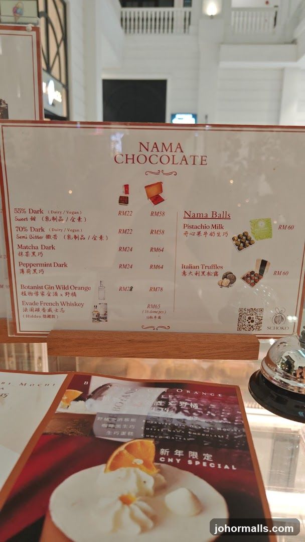 Nama Chocolate Menu