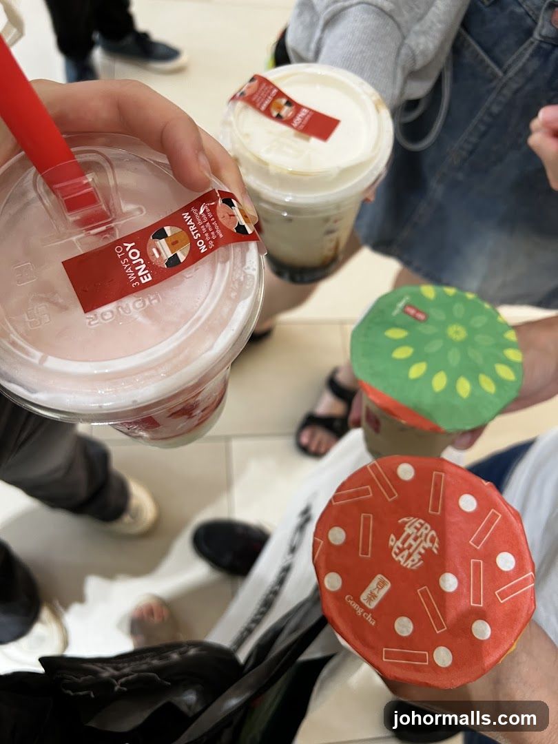 Handheld beverages at a café