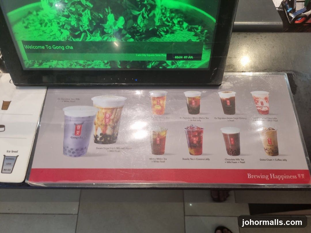 Gong cha Menu Display at Counter