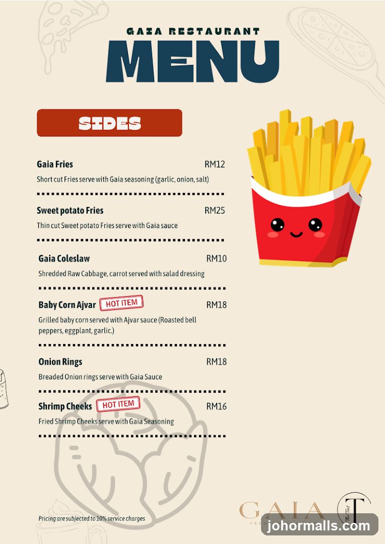 Gaia Restaurant Menu - Sides Section