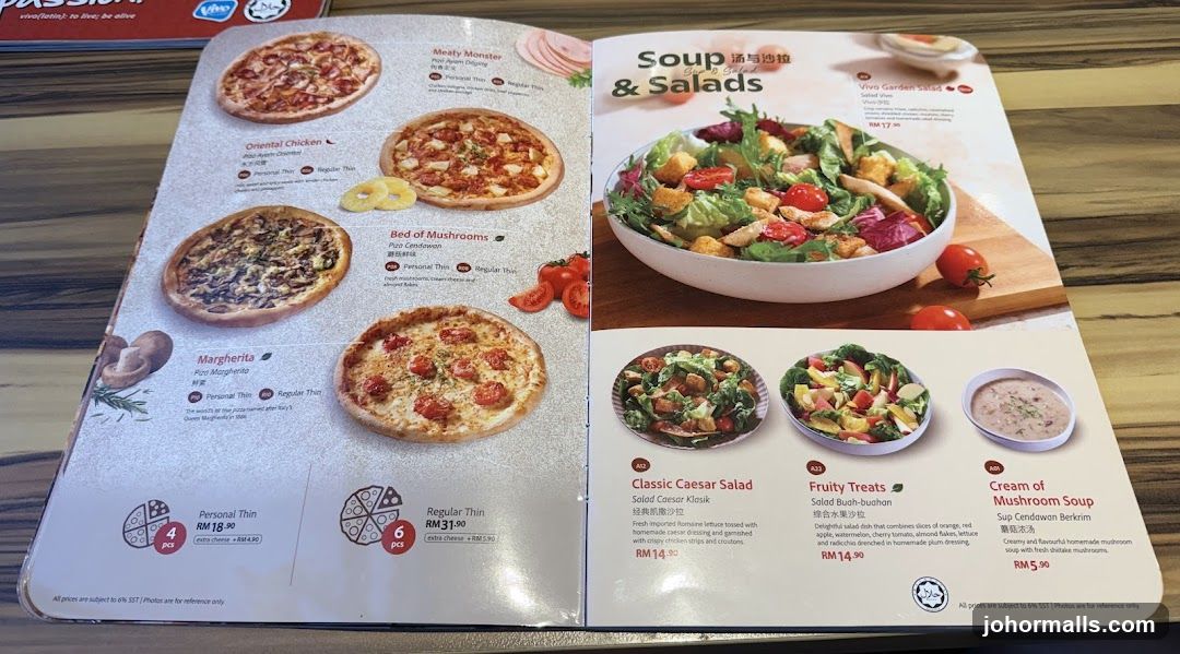 Pizza and Soup & Salads Menu
