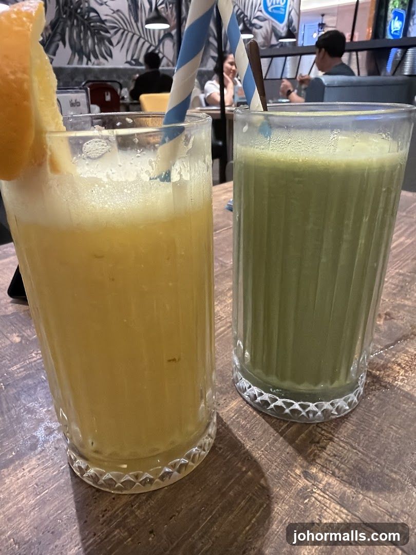 Two beverages on wooden table