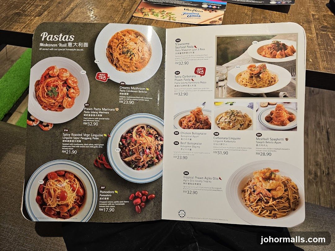 Pasta Menu