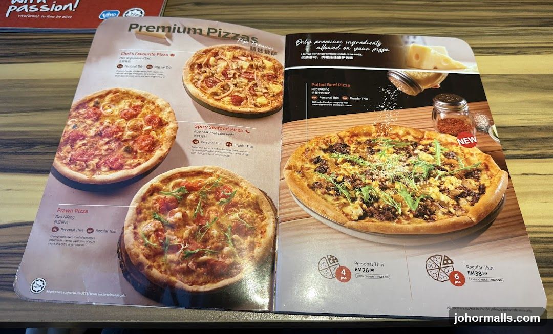 Premium Pizzas Menu