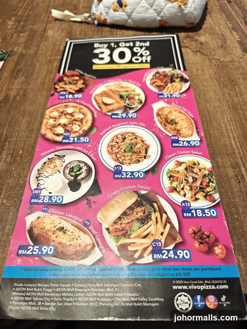 Vivo Pizza Menu Flyer