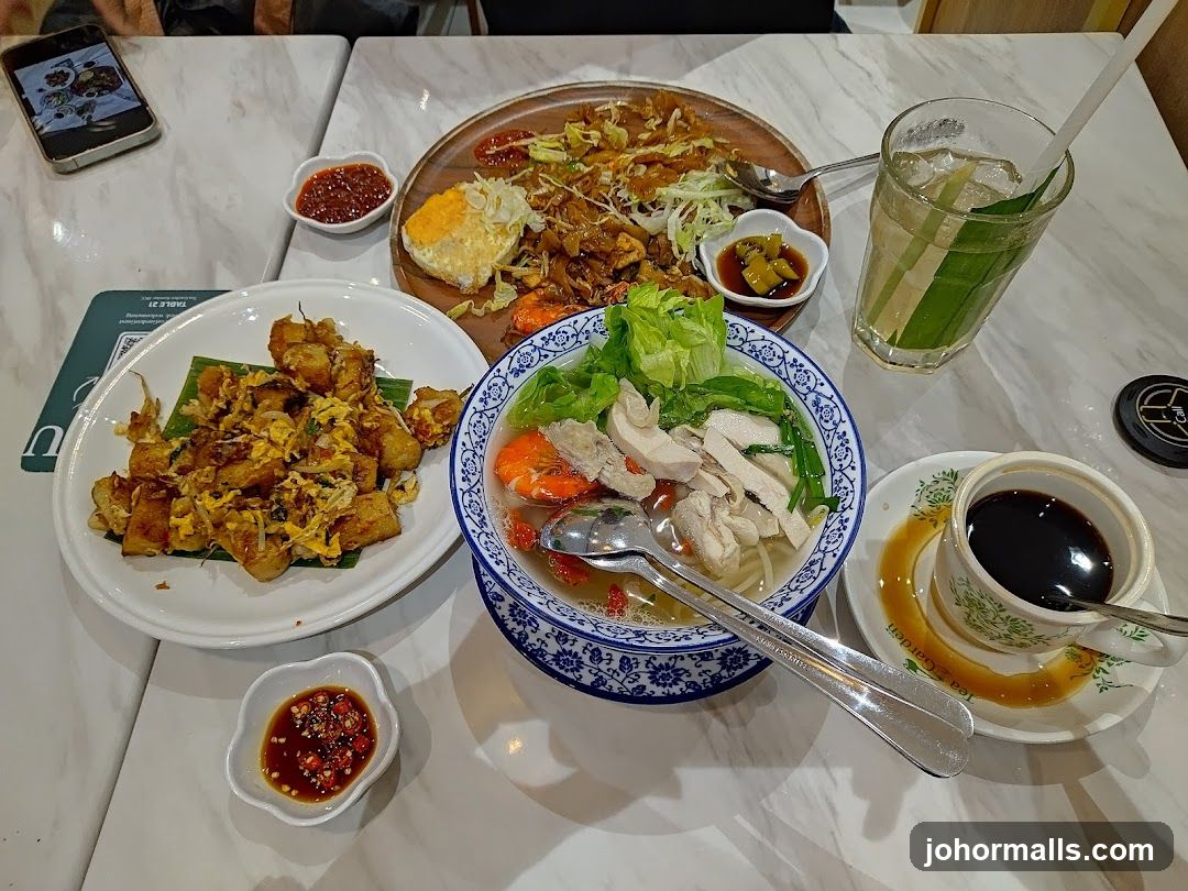 Dining Table with Food and Drinks