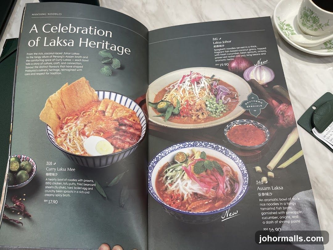 Nanyang Noodles Menu Page