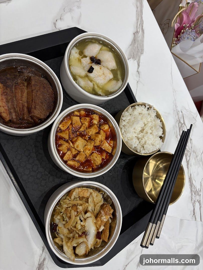 Dining tray with Chinese dishes