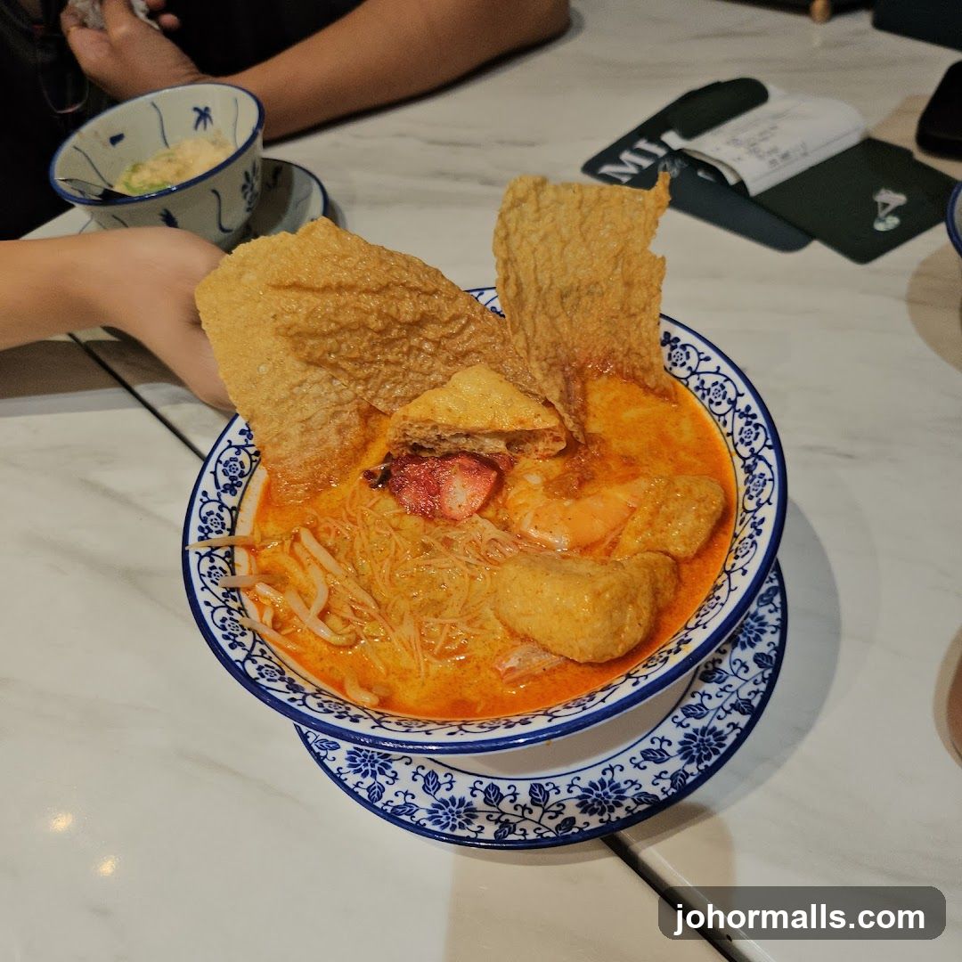 Food served in restaurant interior
