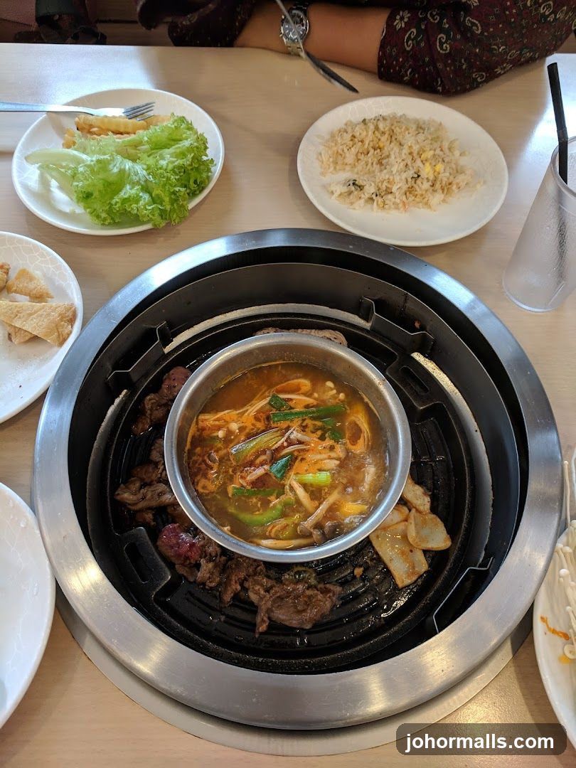 Table with Korean BBQ Setup
