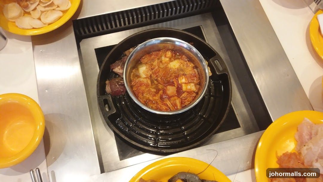 Tabletop View of Korean BBQ Setup