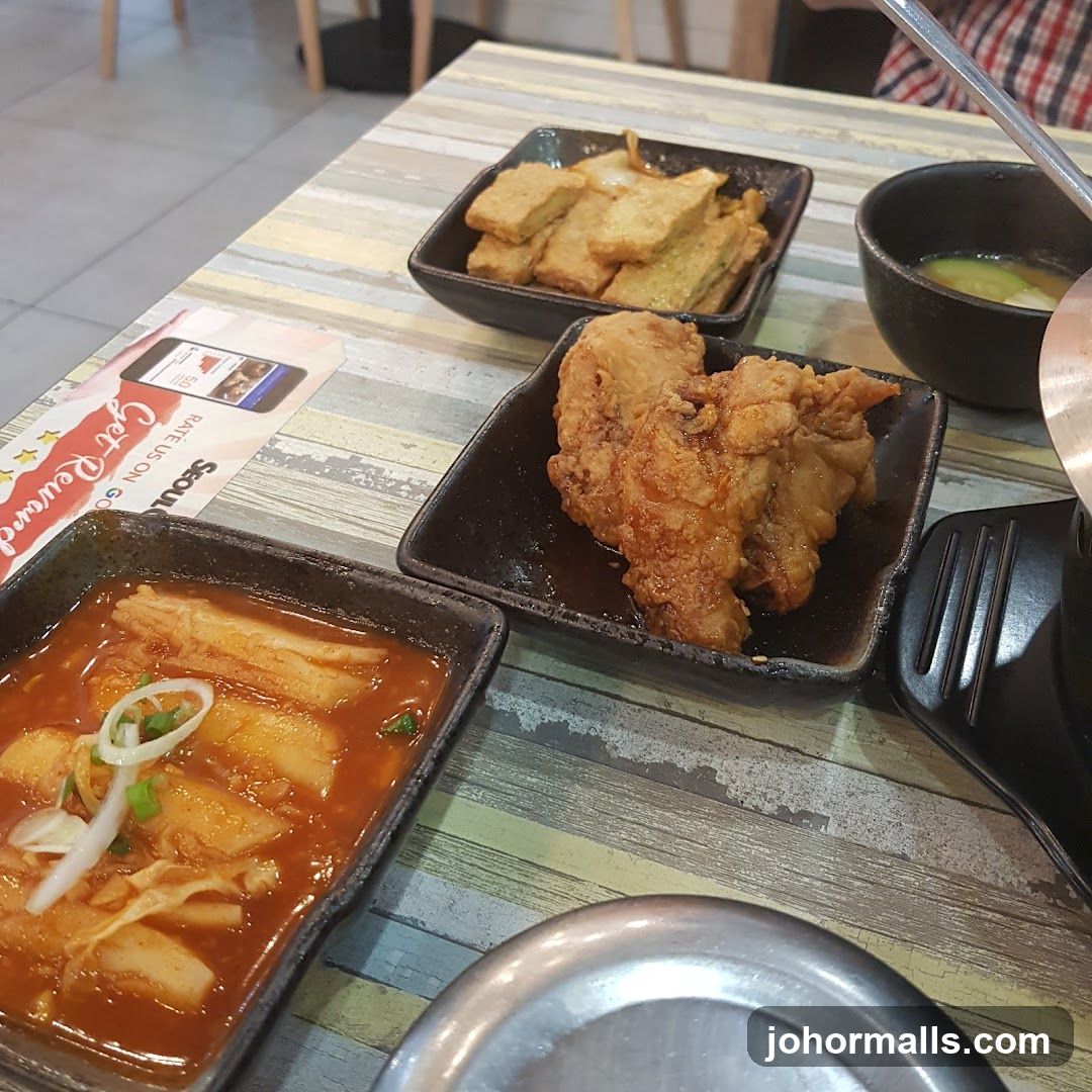 Table with Korean dishes