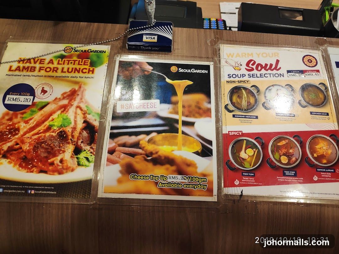 Seoul Garden promotional materials on counter