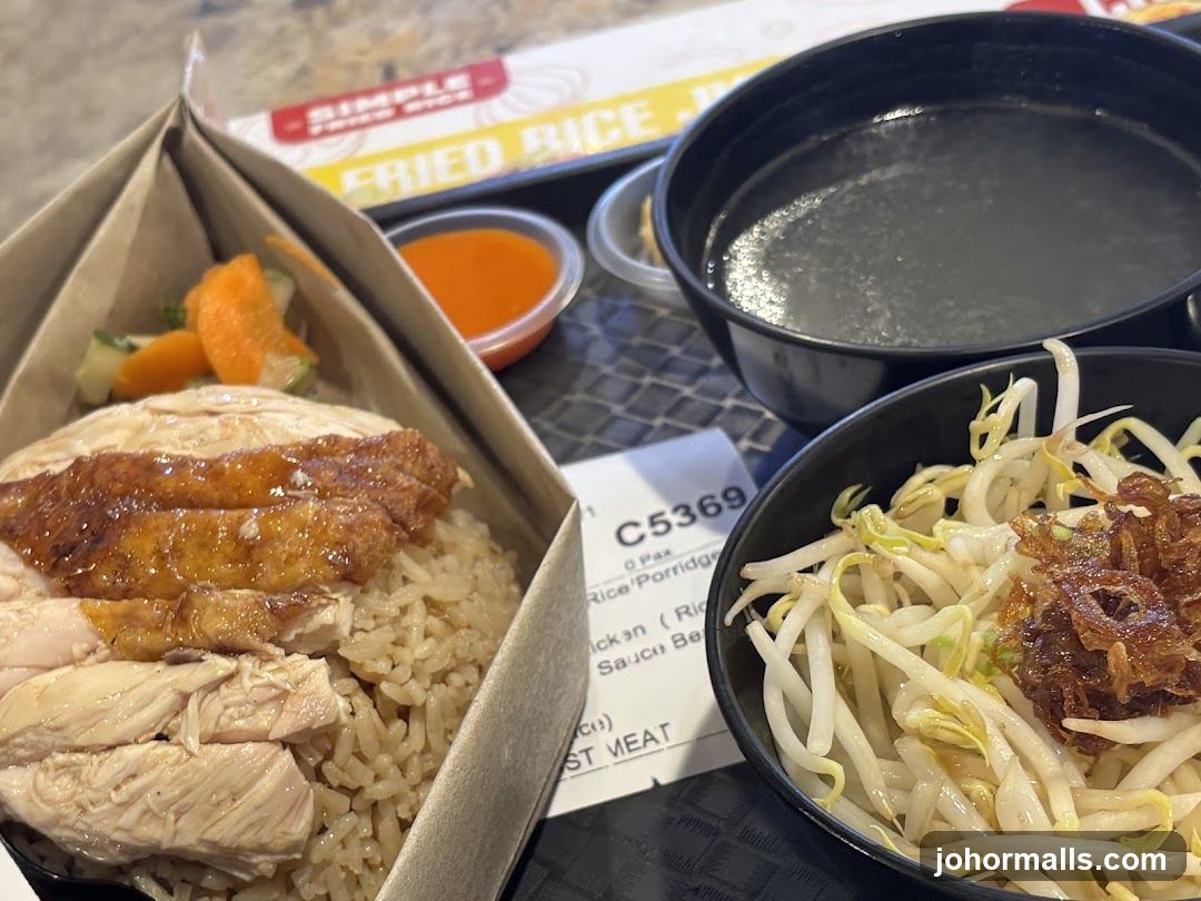 Food and printed material on table