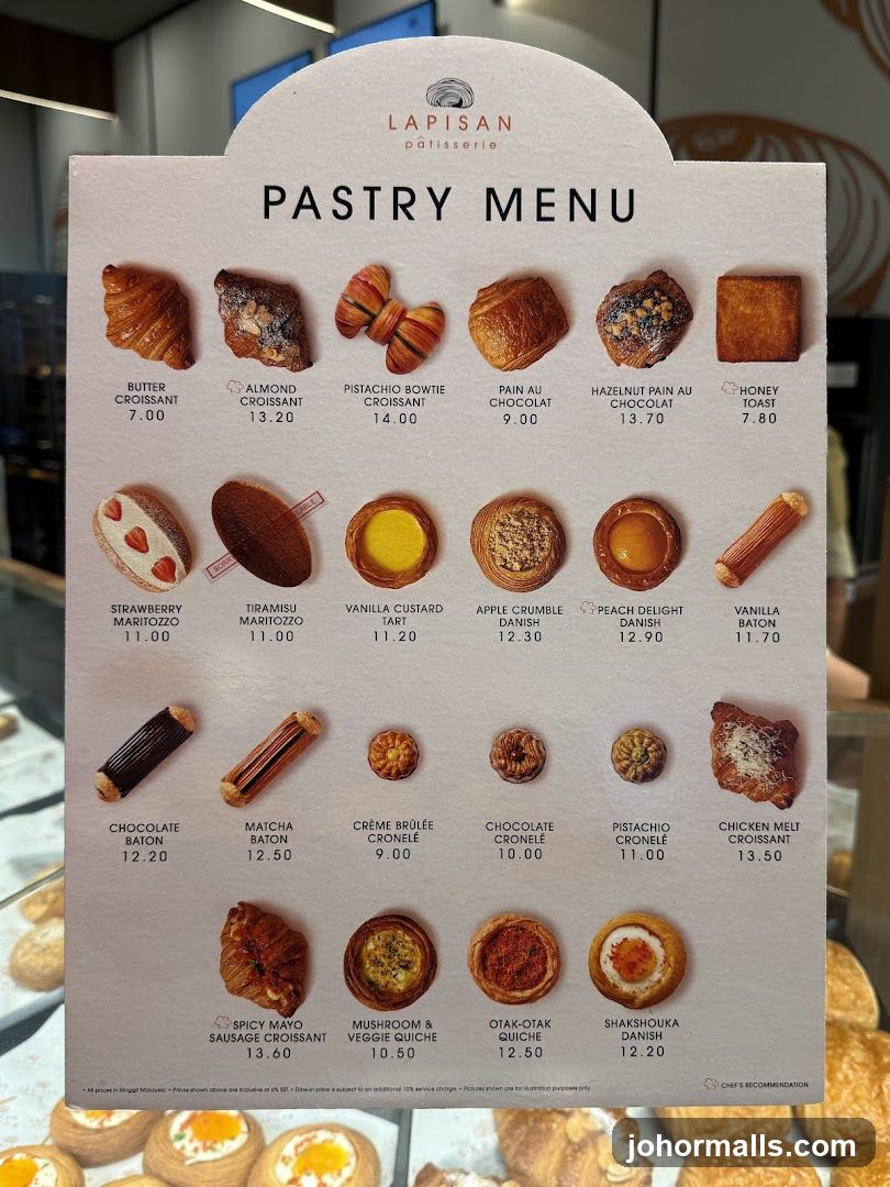 Lapisan pâtisserie Pastry Menu