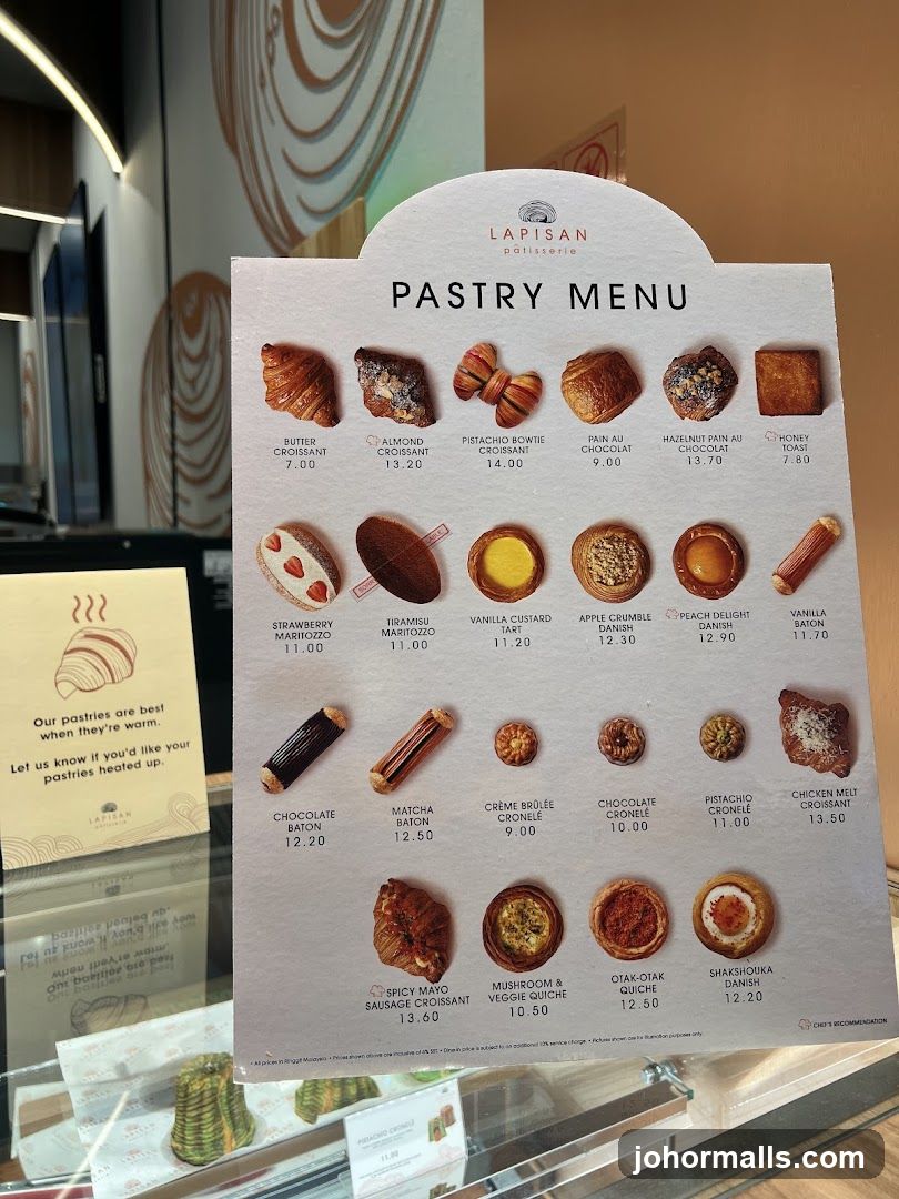 Lapisan Patisserie Pastry Menu