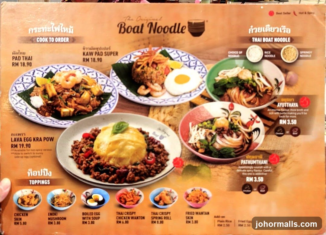 The Original Boat Noodle Menu