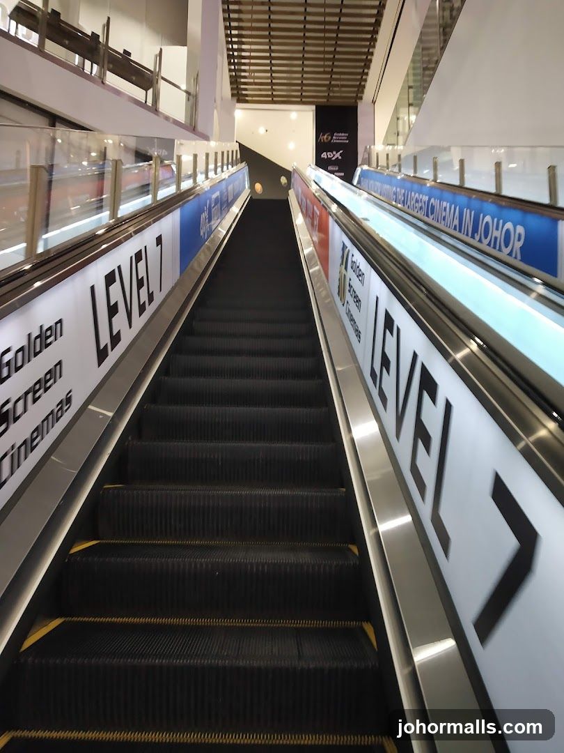 Escalator in cinema complex
