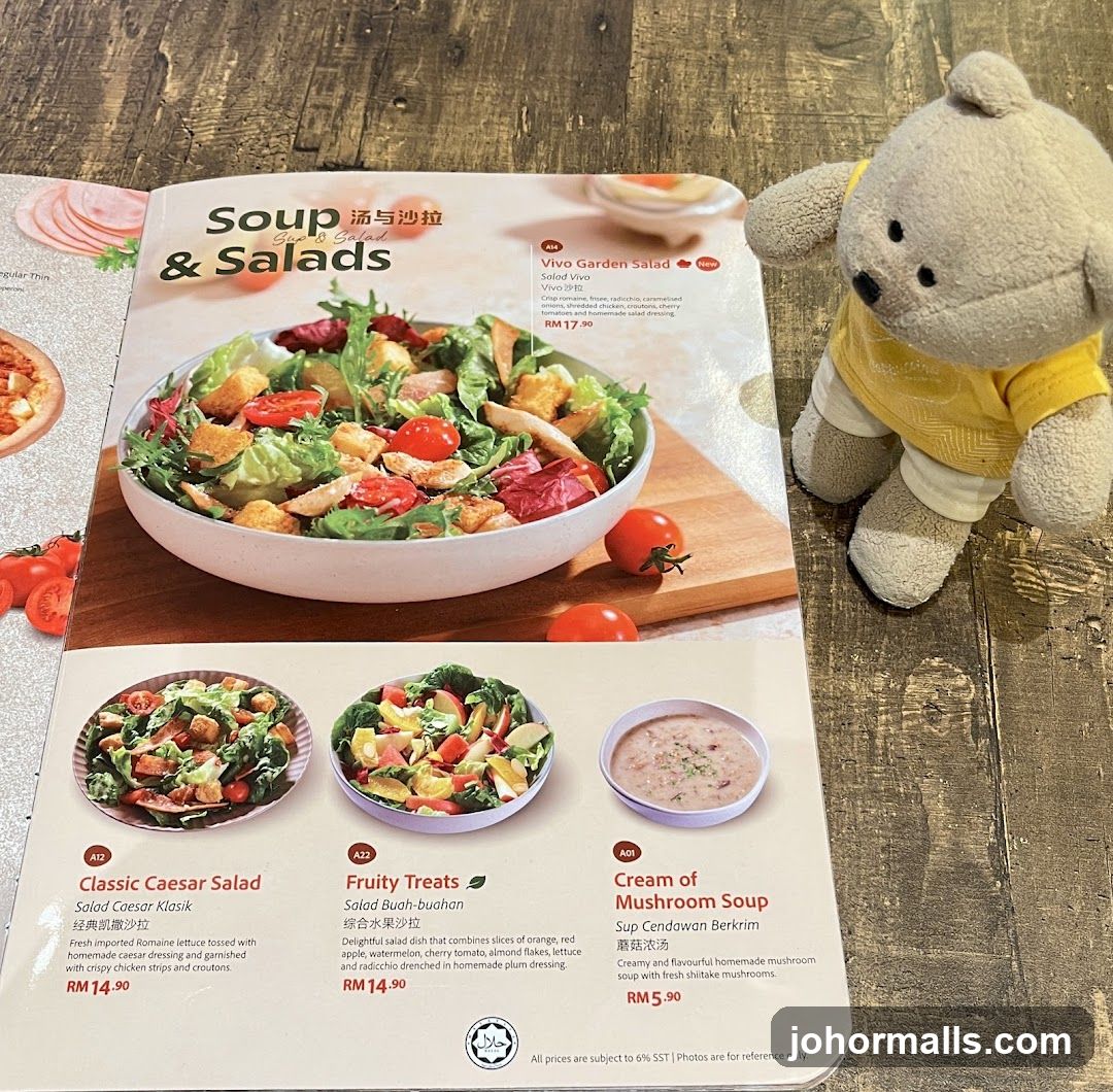 Soup & Salads Section of Menu