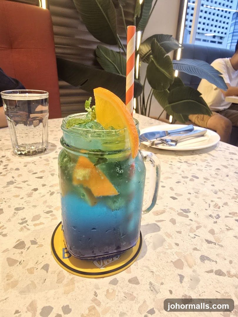 Tableside Drink in Modern Café Interior