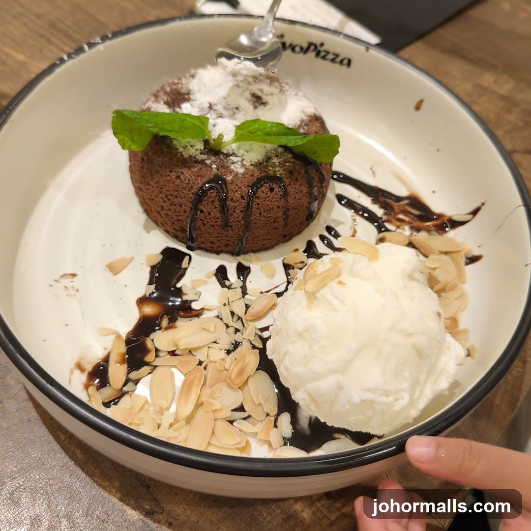 Chocolate lava cake with ice cream
