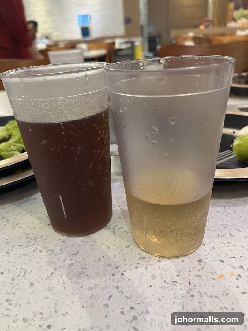 Two drinks on a counter