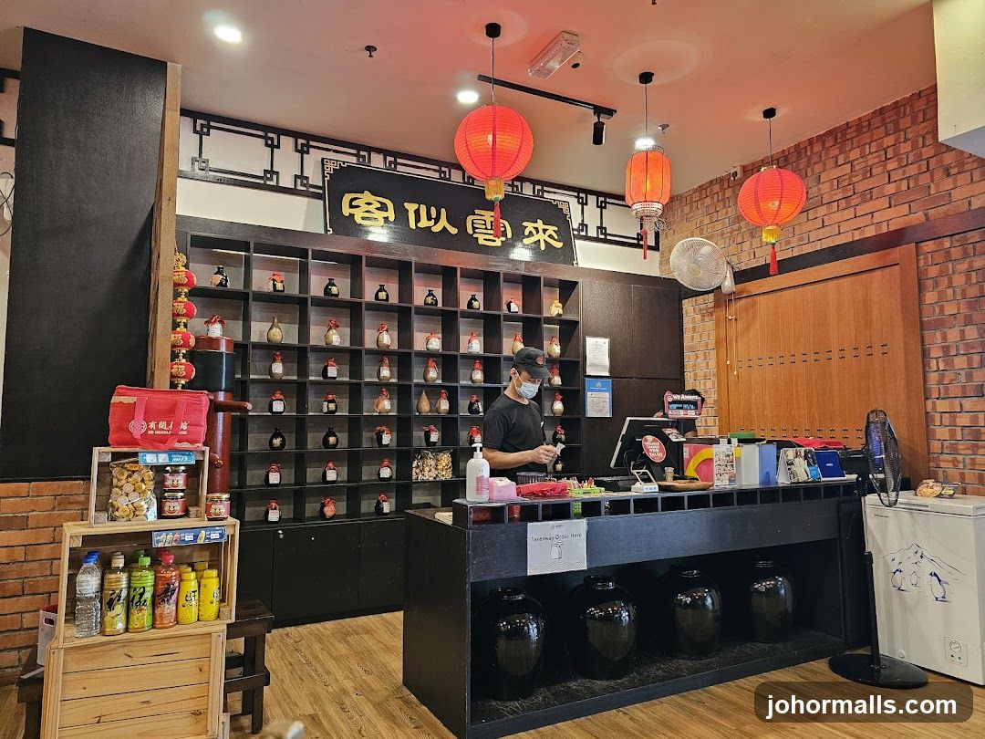 Store Interior with Shelves of Bottles and Counter