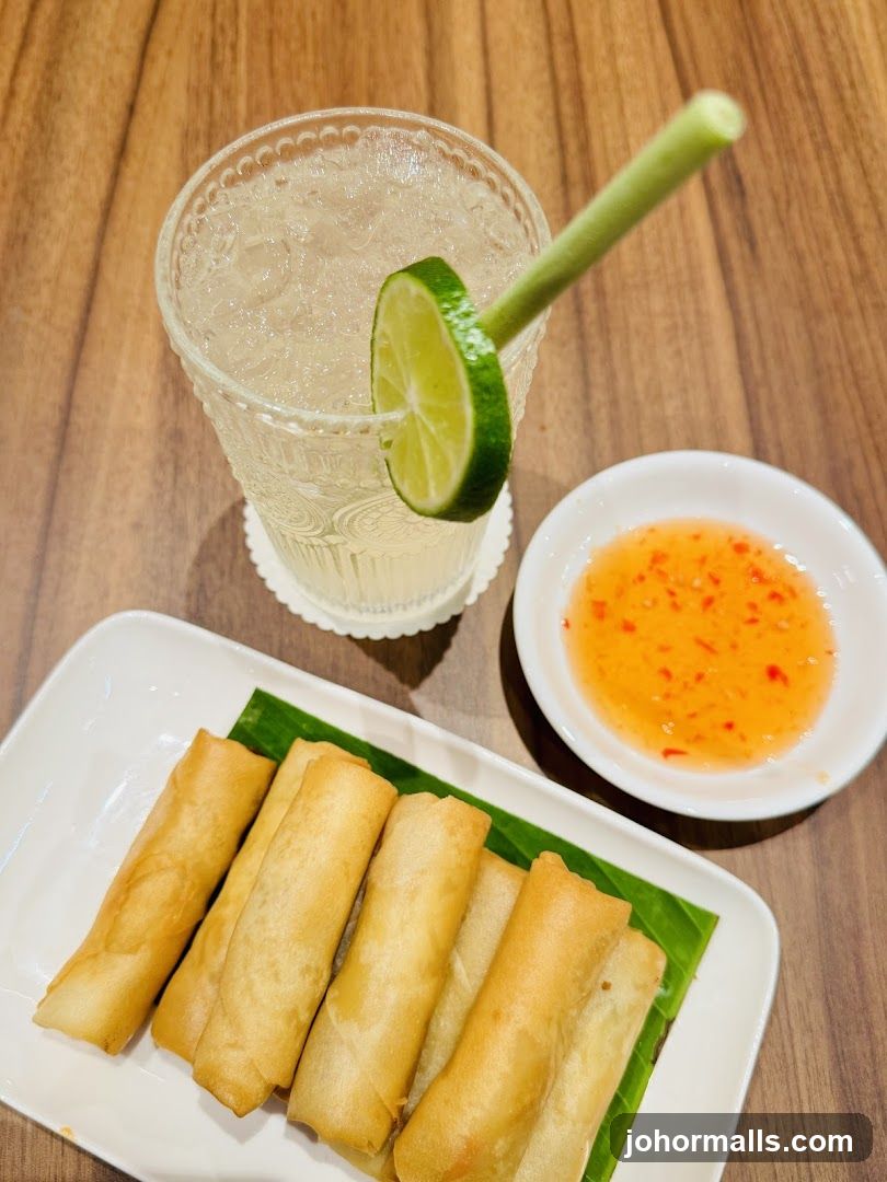 Spring Rolls and Drink