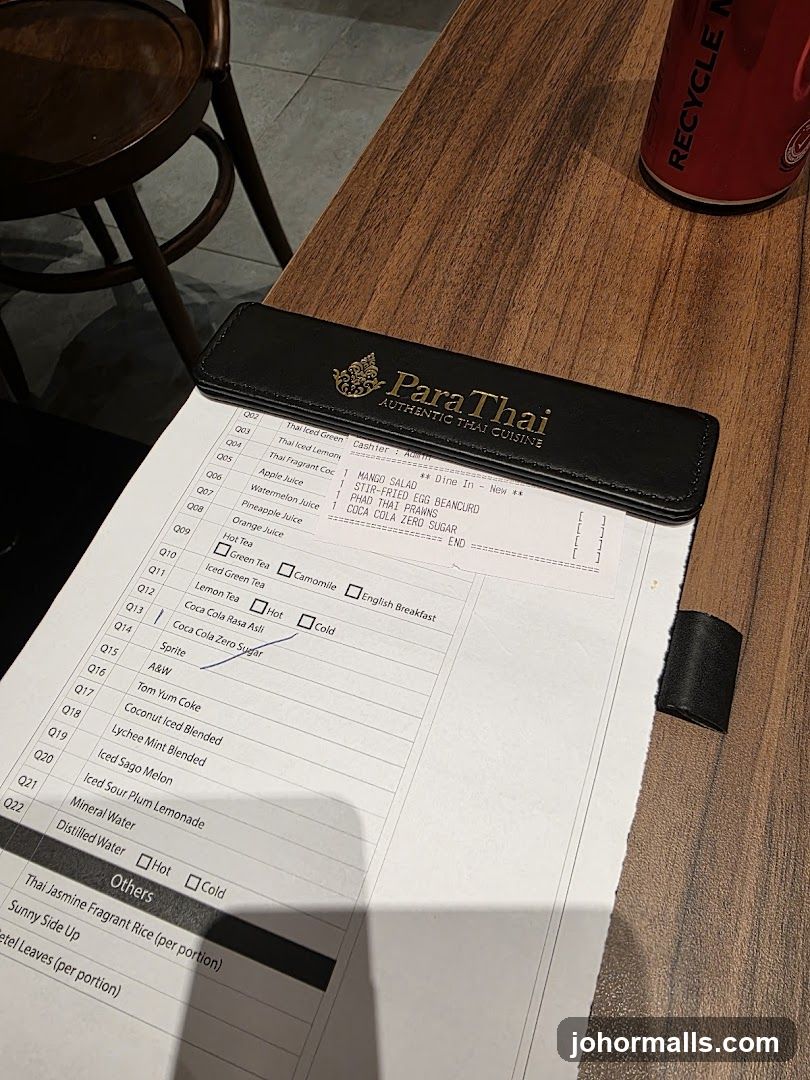 Para Thai Authentic Thai Cuisine Order Form