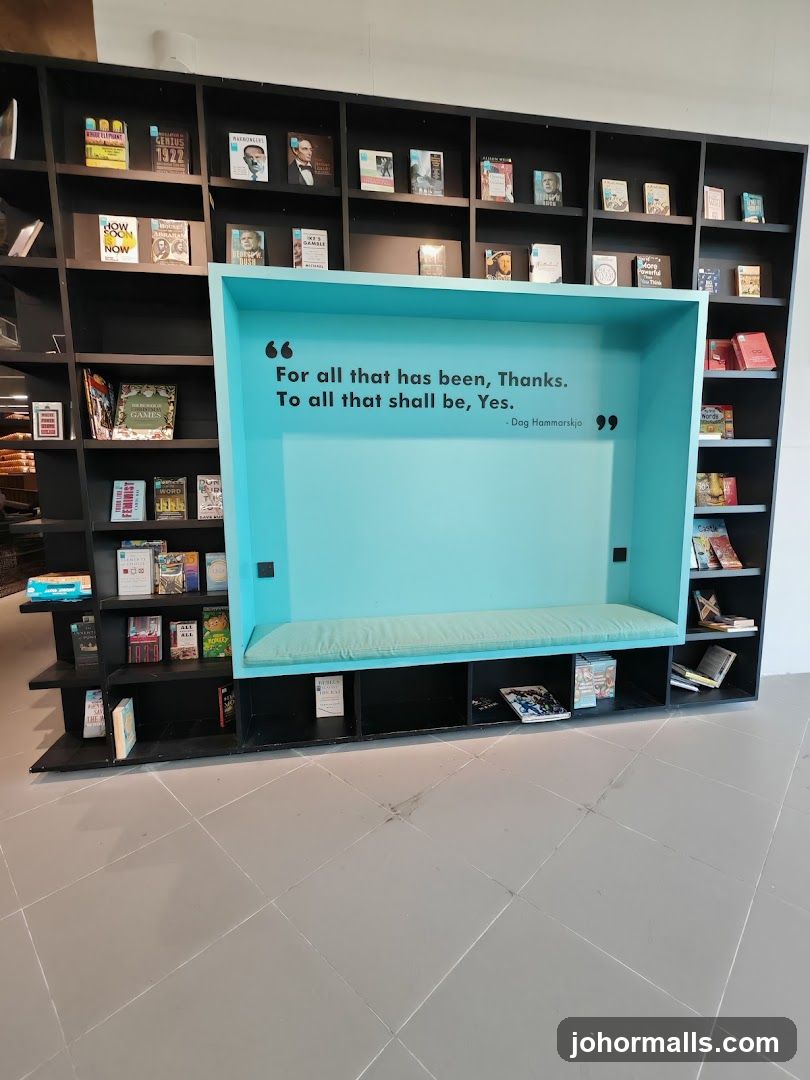 Bookshelf with seating area