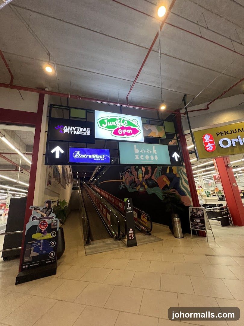 Indoor Escalator Area with Signage