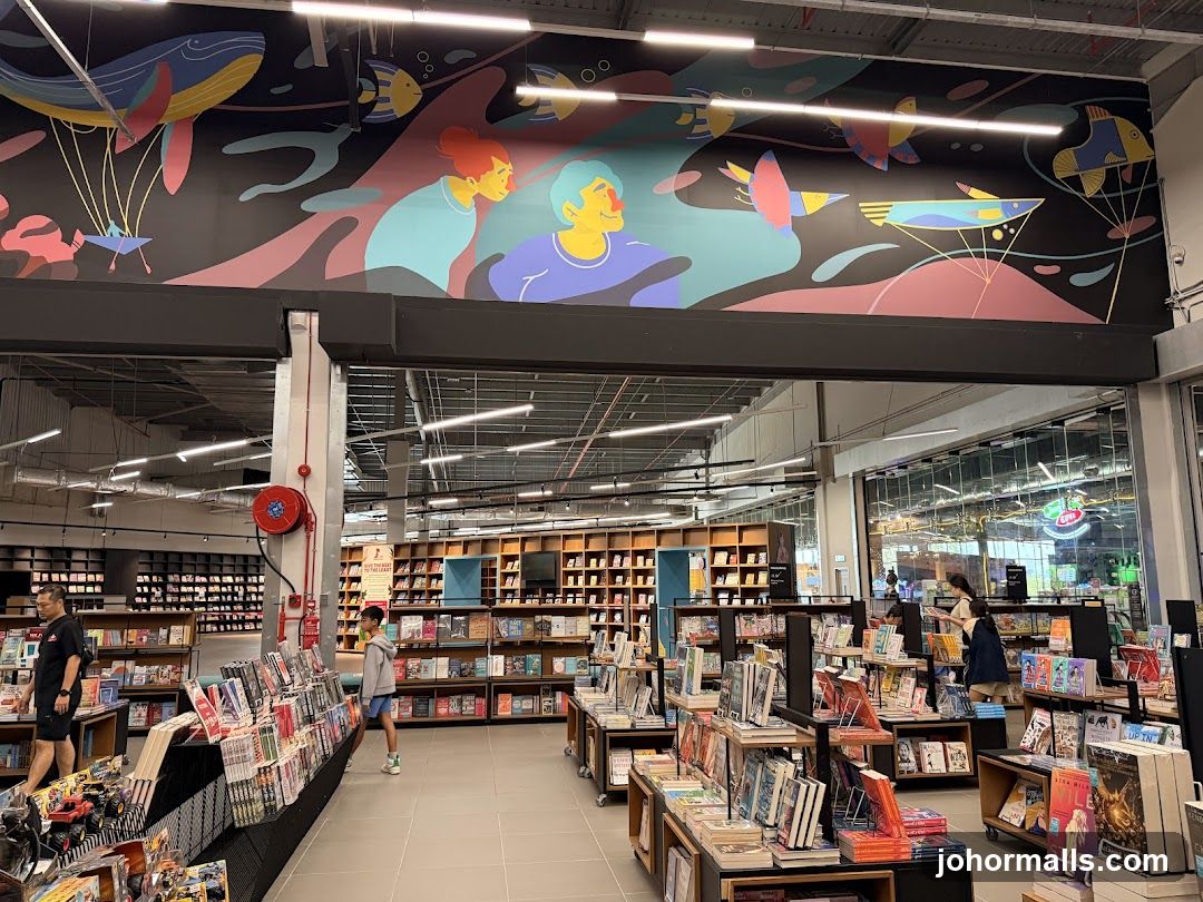 Bookstore Interior with Mural