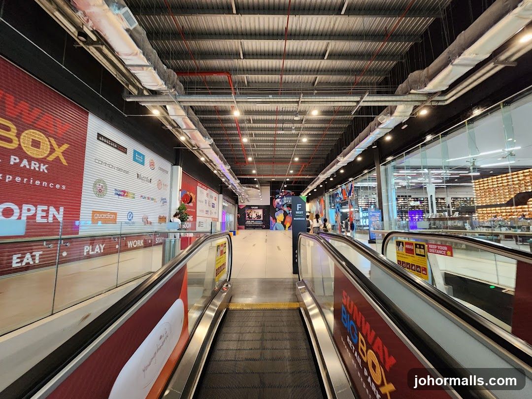 Shopping Mall Interior with Escalators