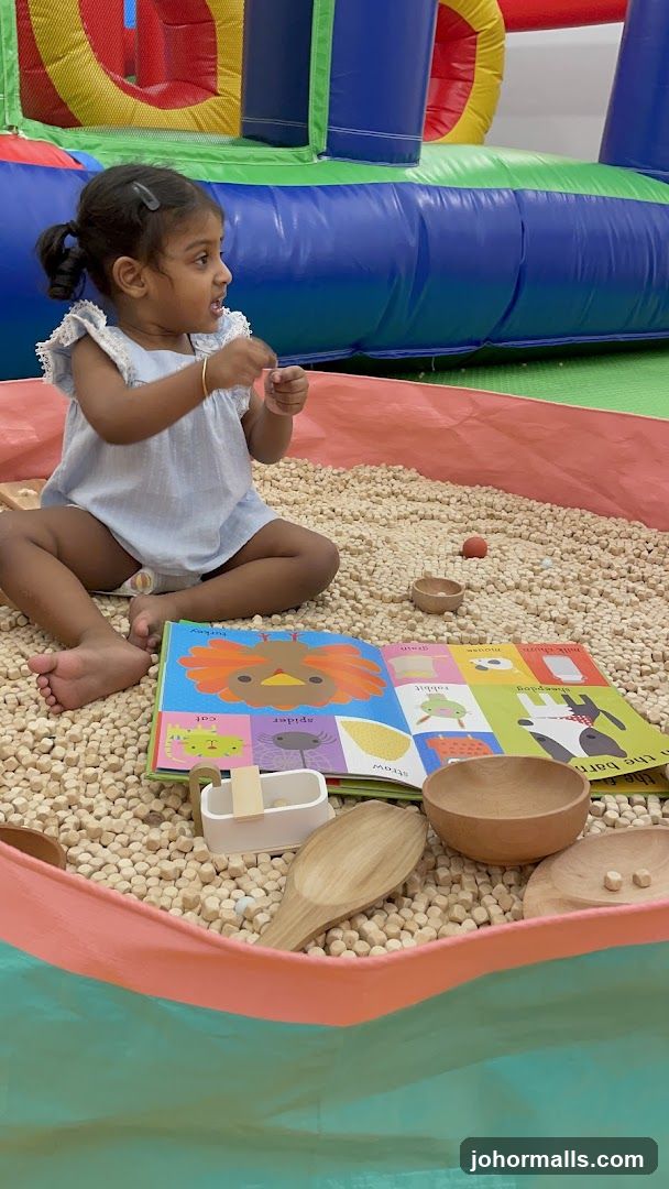 Child in Ball Pit with Book