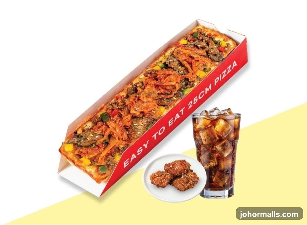 Rectangular Pizza with Toppings and a Drink