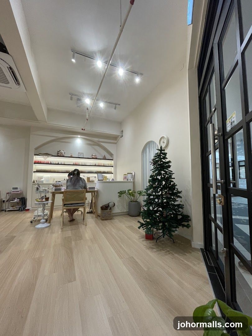 Nail Salon Interior with Christmas Tree