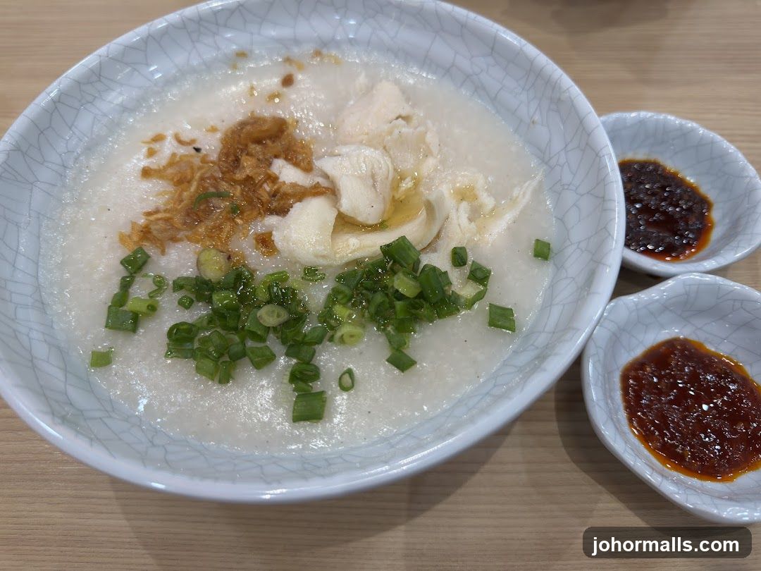 Chicken Congee with Chili and Fried Shallots
