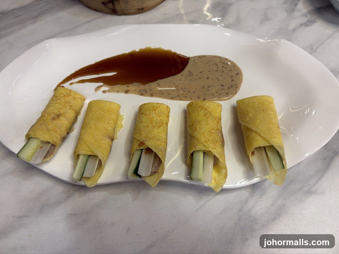 Rolled Crepes with Cucumber and Scallions