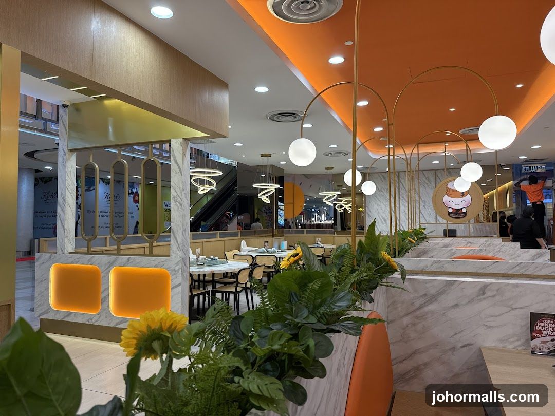Restaurant Interior with Orange and White Decor