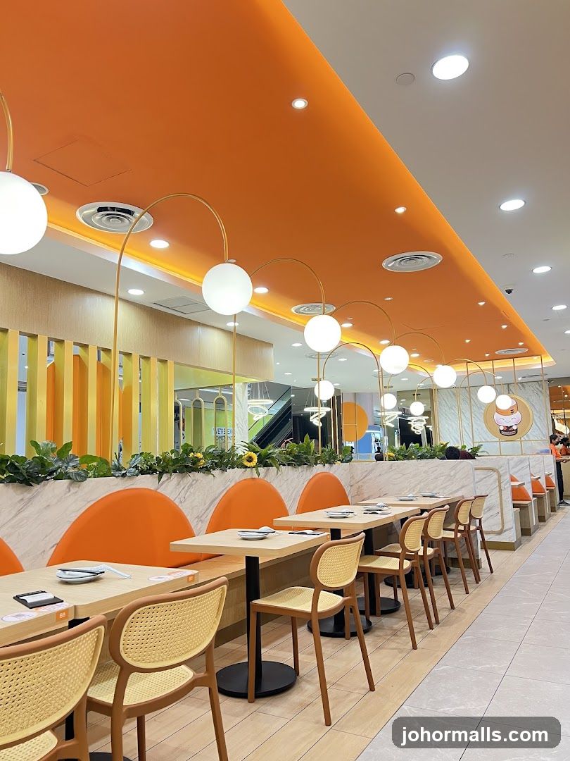 Restaurant Interior with Orange and Yellow Accents