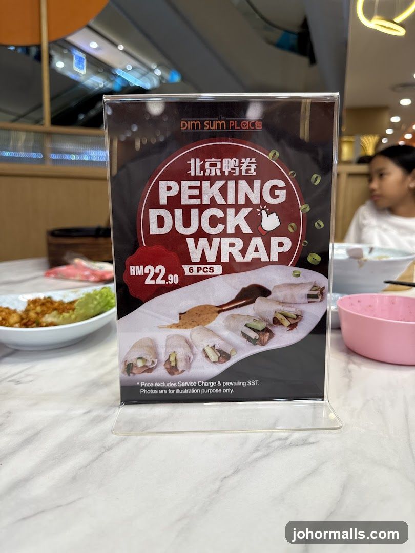 Peking Duck Wrap Menu